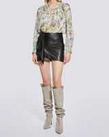 ZYRMA HIGH WAIST DRAPED LEATHER MINI SKIRT image number null